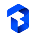 glossy blue folded ribbon emblem